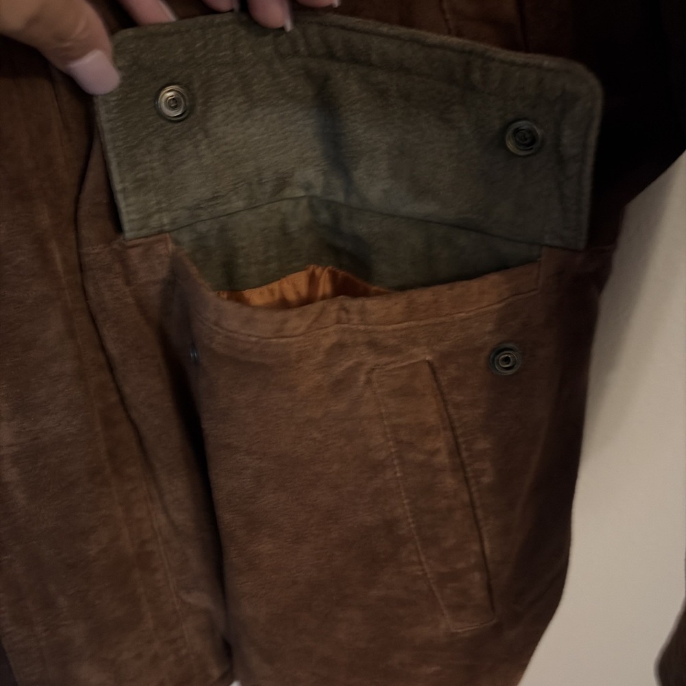 HILL & ARCHER BROWN SUEDE GENUINE LEATHER 2 TONE MENS JACKET SIZE 46 - Picture 10 of 12